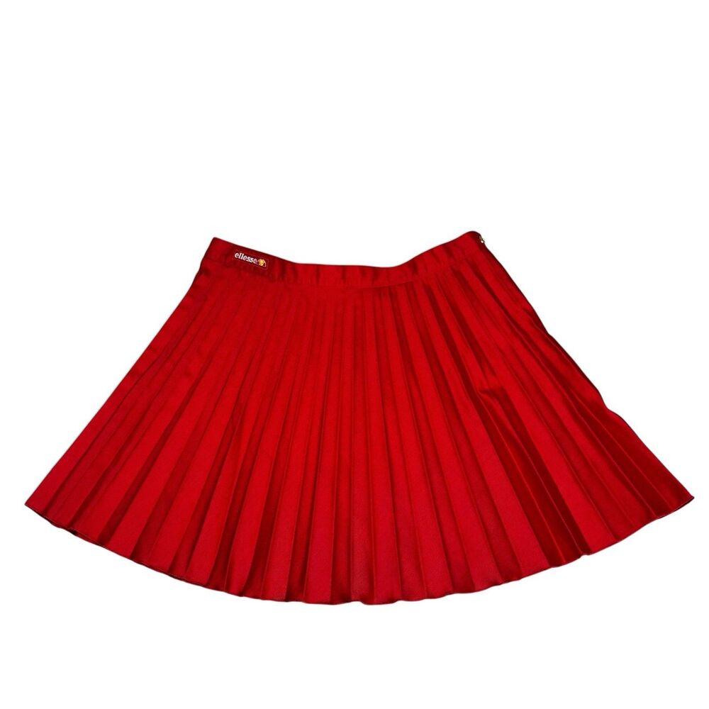 Vintage Ellesse Tennis Mini Skirt Made in USA Red Pleated Size 14 (S-M)